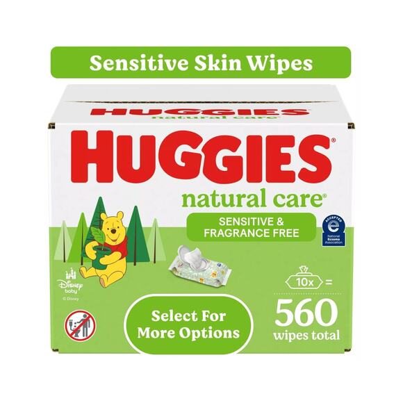 Huggies Natural Care Sensitive Baby Wipes, Unscented, 10 Pack, 560 Total Ct - Picture 1 of 8